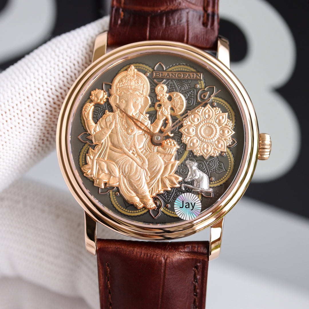 VILLARET GANESH 40MM ROSE GOLD CASE BLACK DIAL