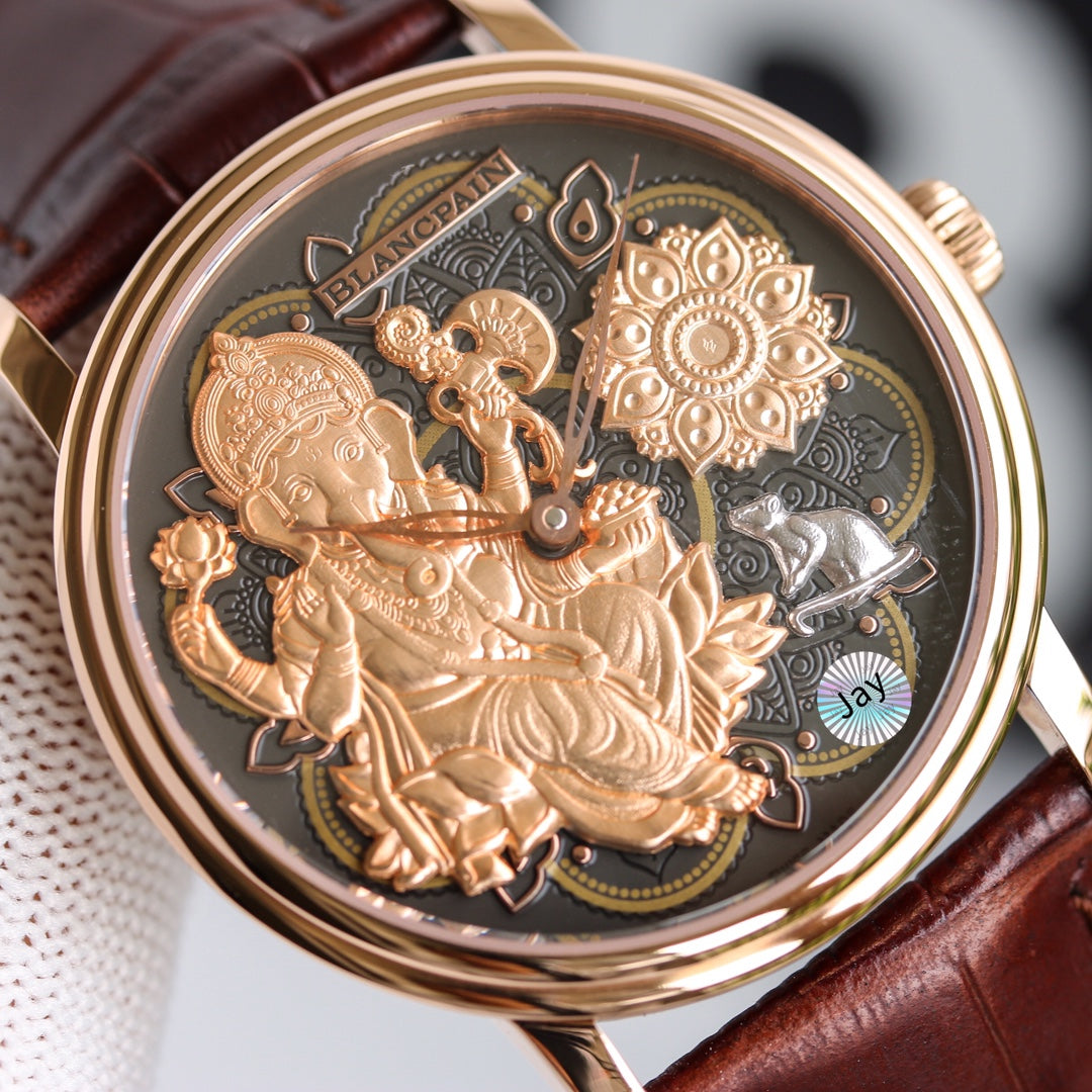 VILLARET GANESH 40MM ROSE GOLD CASE BLACK DIAL