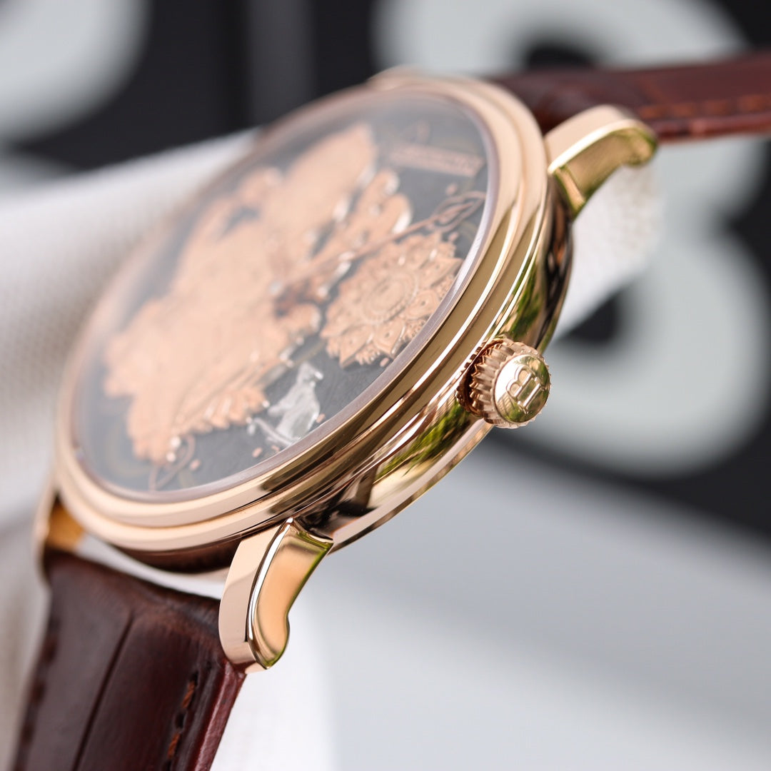 VILLARET GANESH 40MM ROSE GOLD CASE BLACK DIAL