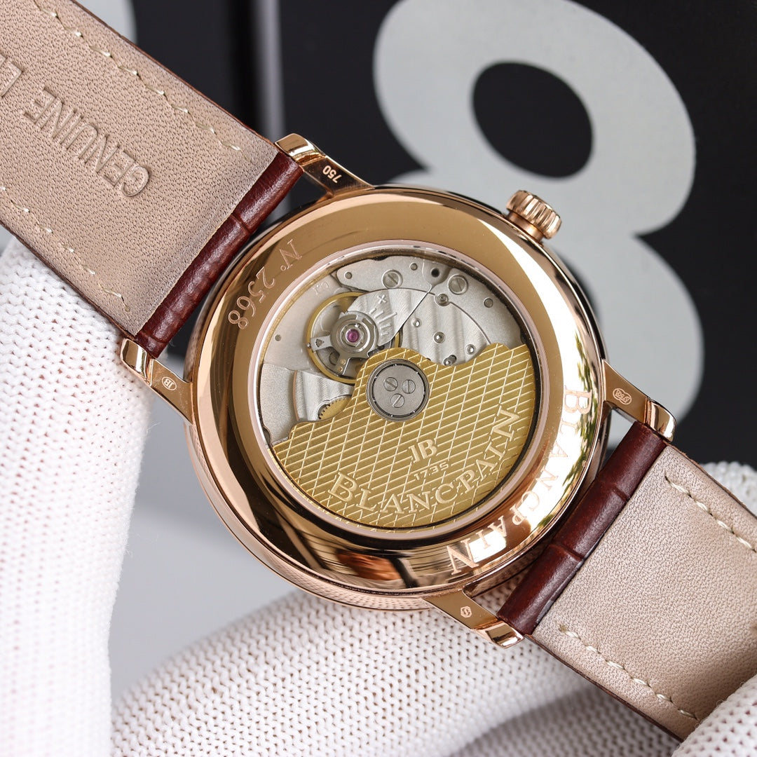 VILLARET GANESH 40MM ROSE GOLD CASE BLACK DIAL