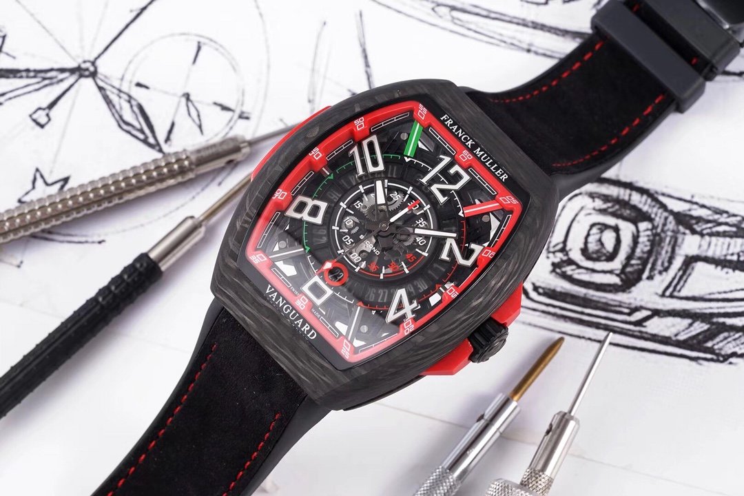 FRANCK VANGUARD RACING 44MM CARBON RED SKELETON DIAL