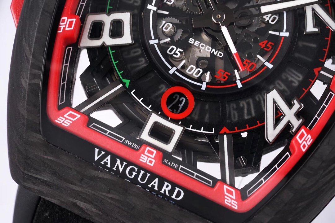FRANCK VANGUARD RACING 44MM CARBON RED SKELETON DIAL