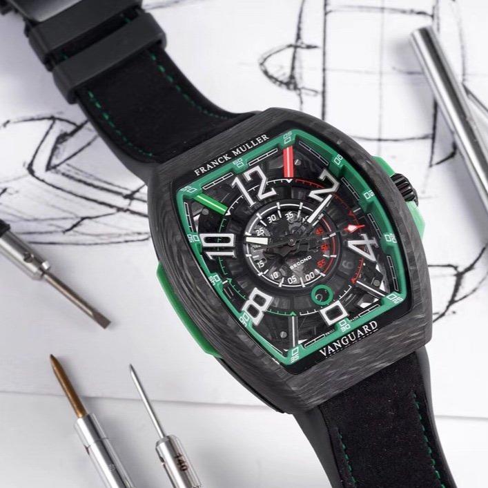 FRANCK VANGUARD RACING 44MM CARBON BLUE SKELETON DIAL