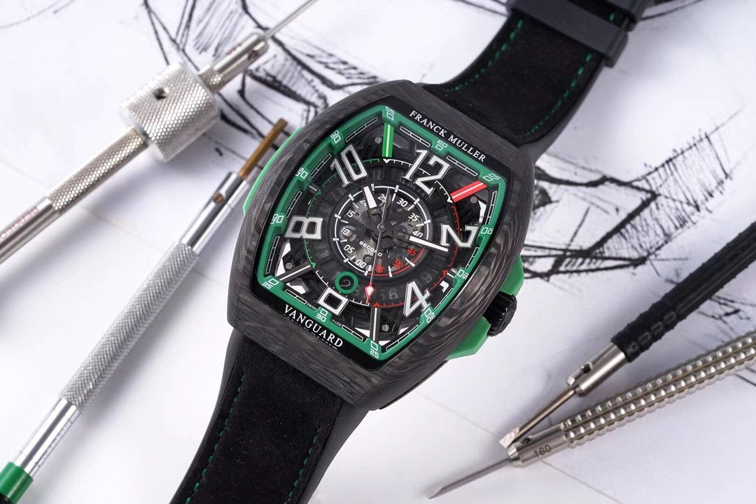 FRANCK VANGUARD RACING 44MM CARBON BLUE SKELETON DIAL