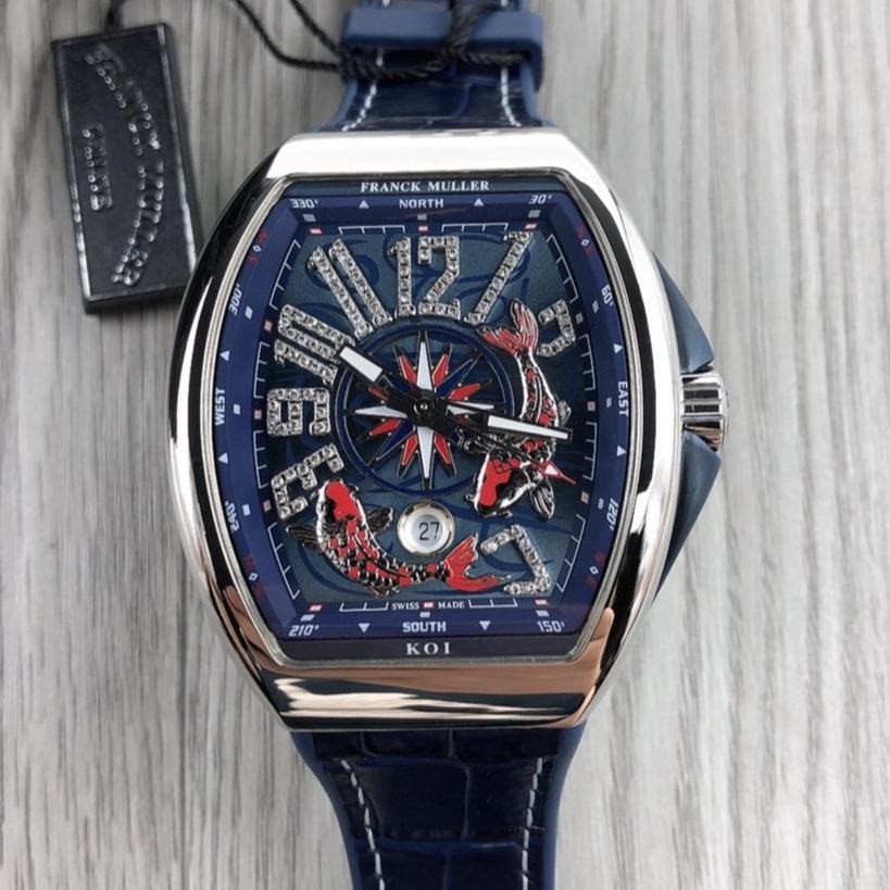 FRANCK VANGUARD 44MM KOI STEEL CASE BLUE DIAL
