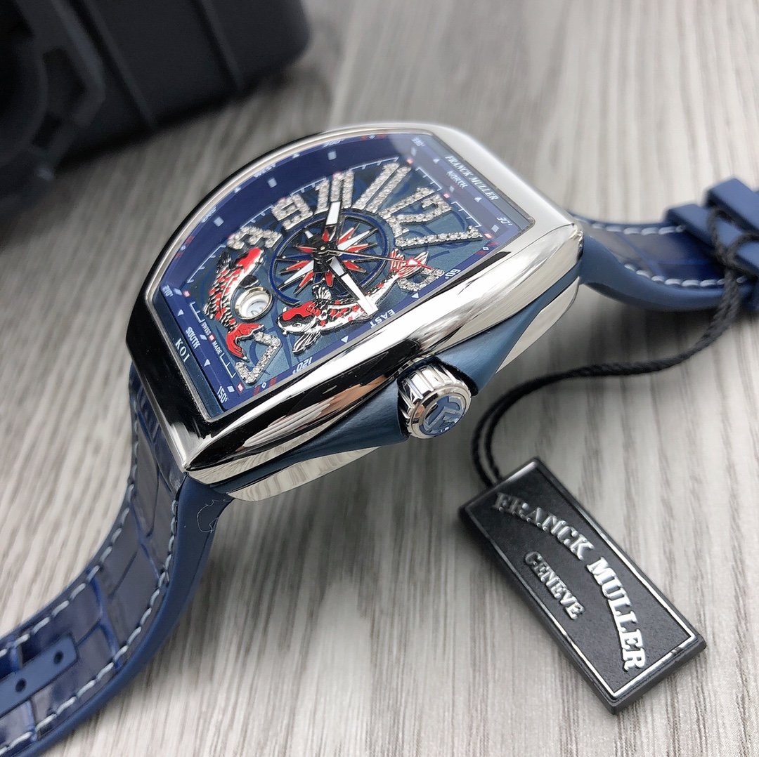 FRANCK VANGUARD 44MM KOI STEEL CASE BLUE DIAL