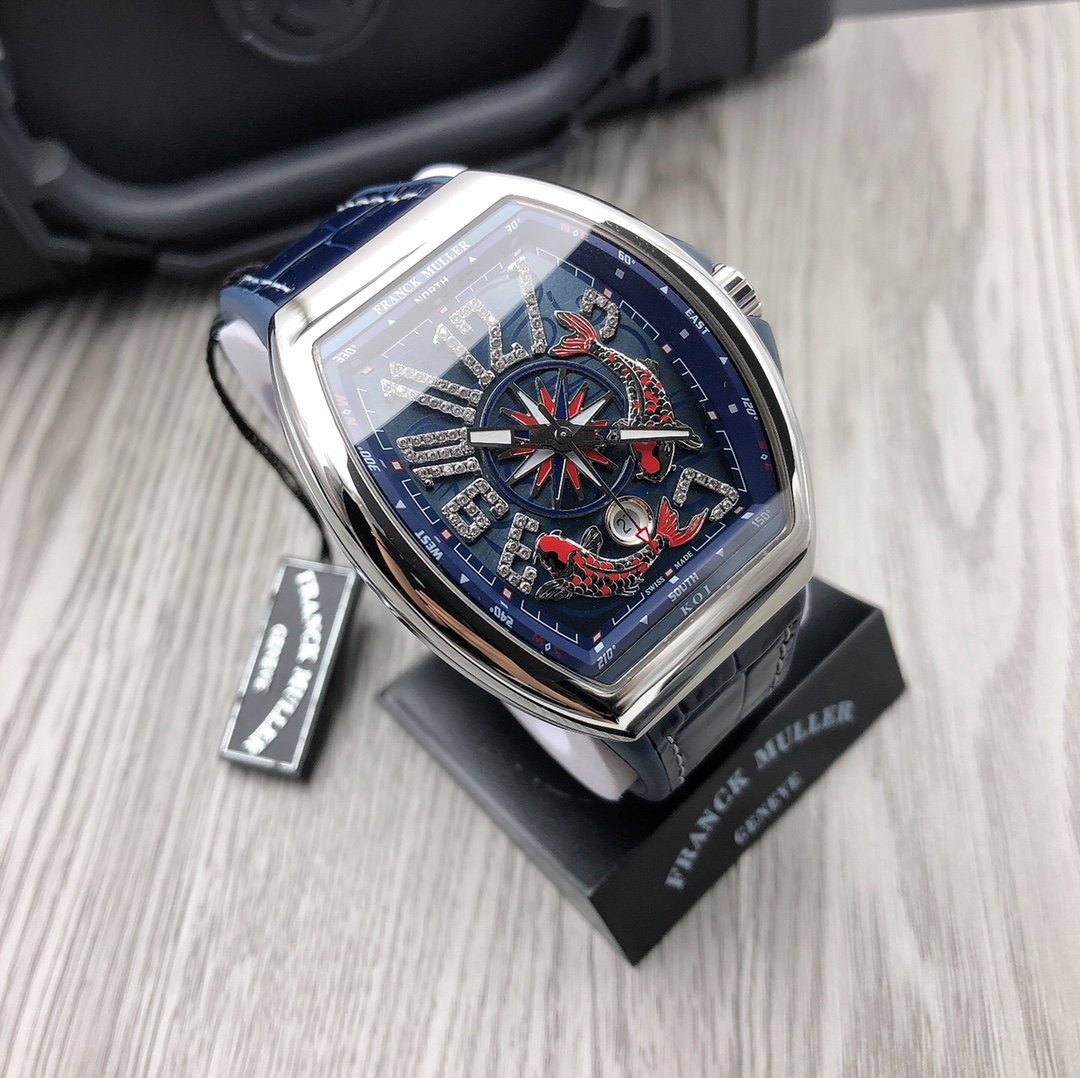 FRANCK VANGUARD 44MM KOI STEEL CASE BLUE DIAL