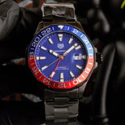 AQUARACER CALIBRE 7GMT BLACK CASE RED BLUE BEZEL
