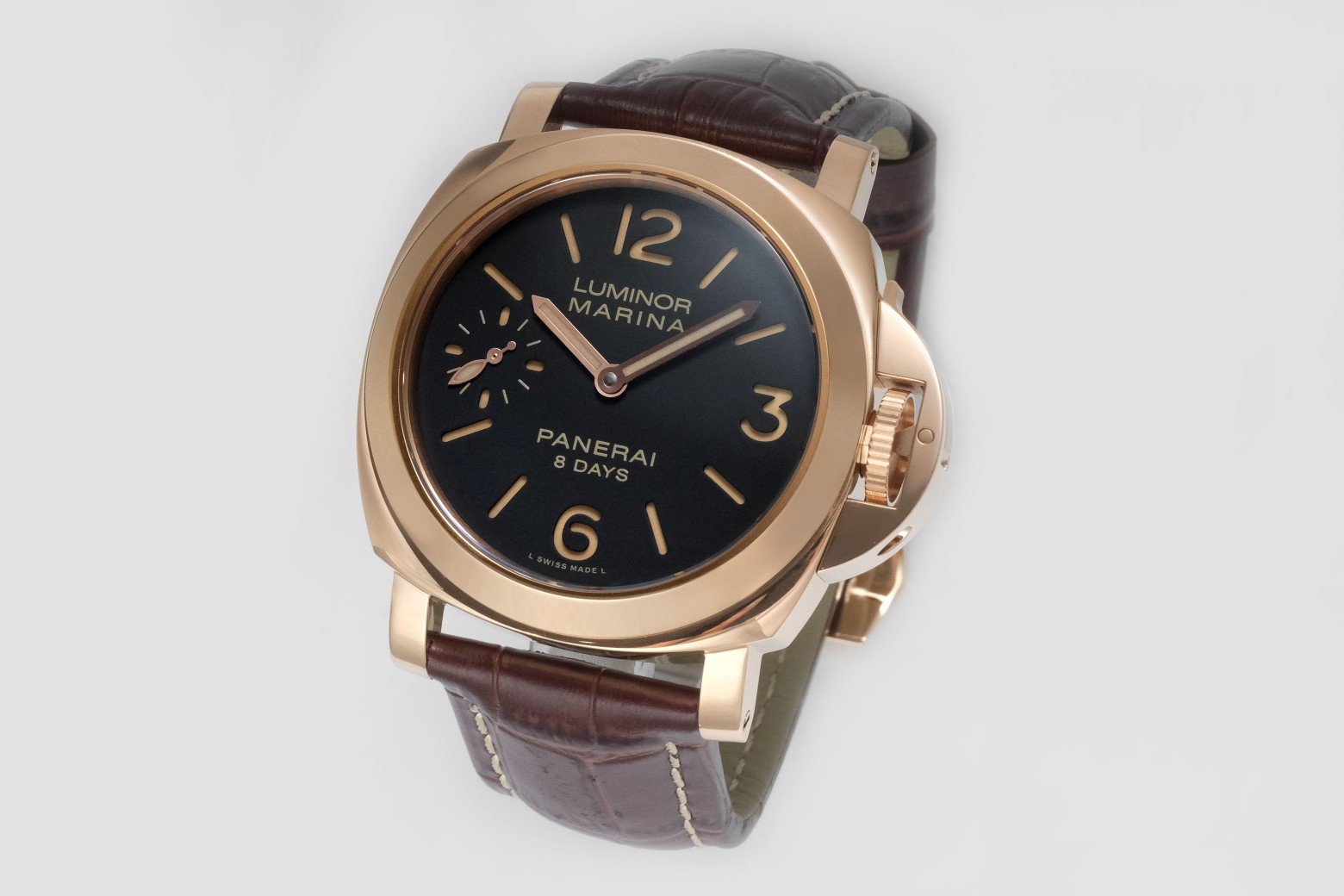 LUMINOR MARINA 8 DAYS ROSE GOLD CASE BLACK DIAL PAM511