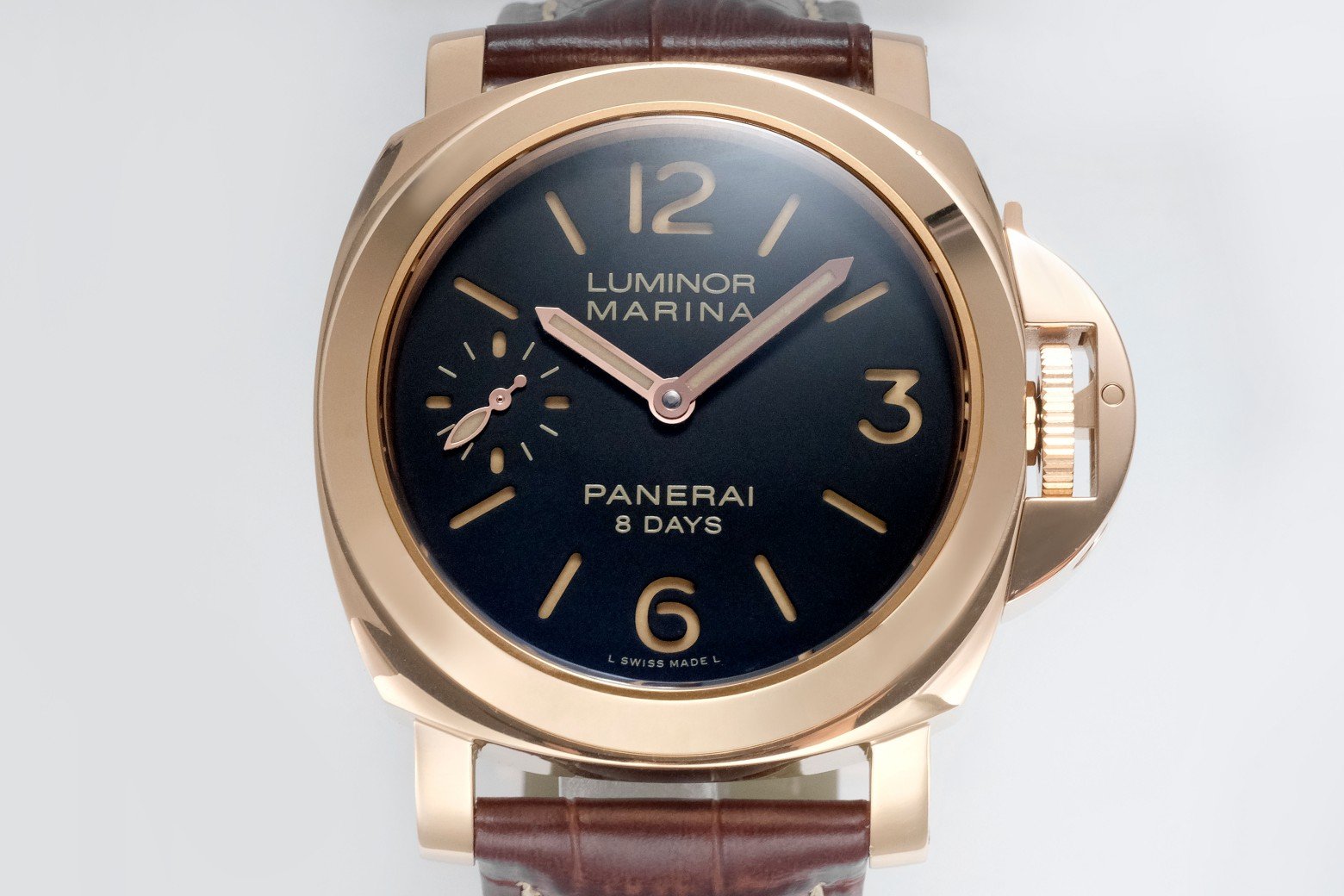 LUMINOR MARINA 8 DAYS ROSE GOLD CASE BLACK DIAL PAM511