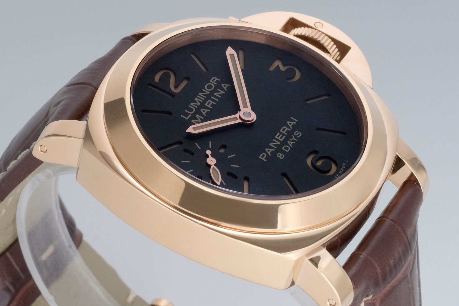 LUMINOR MARINA 8 DAYS ROSE GOLD CASE BLACK DIAL PAM511