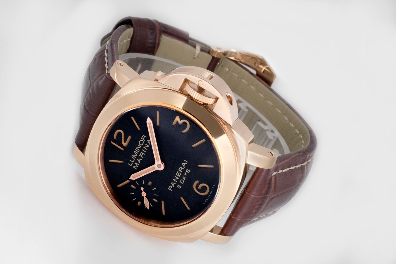LUMINOR MARINA 8 DAYS ROSE GOLD CASE BLACK DIAL PAM511