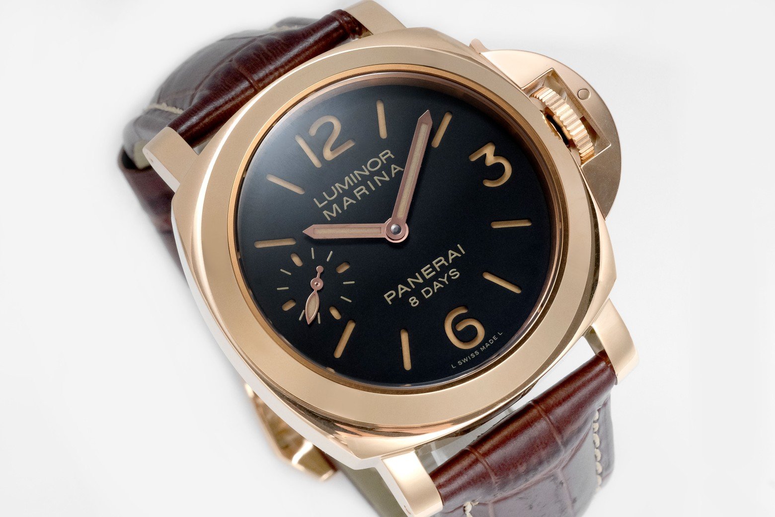 LUMINOR MARINA 8 DAYS ROSE GOLD CASE BLACK DIAL PAM511