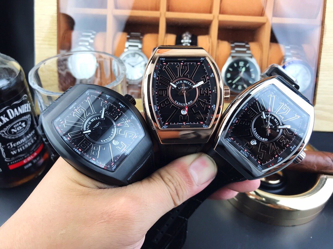 FRANCK VANGUARD 45MM ROSE GOLD CASE BLACK DIAL