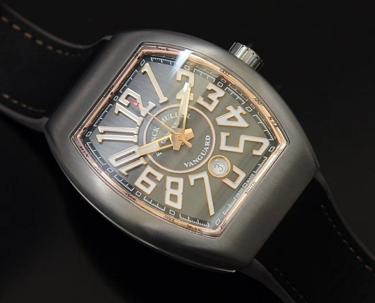 FRANCK VANGUARD 45MM STEEL CASE GOLD GREY DIAL LIMITED EDITION