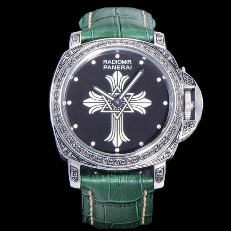 LUMINOR RADIOMIR 44 HAND ENGRAVED GREEN LEATHER