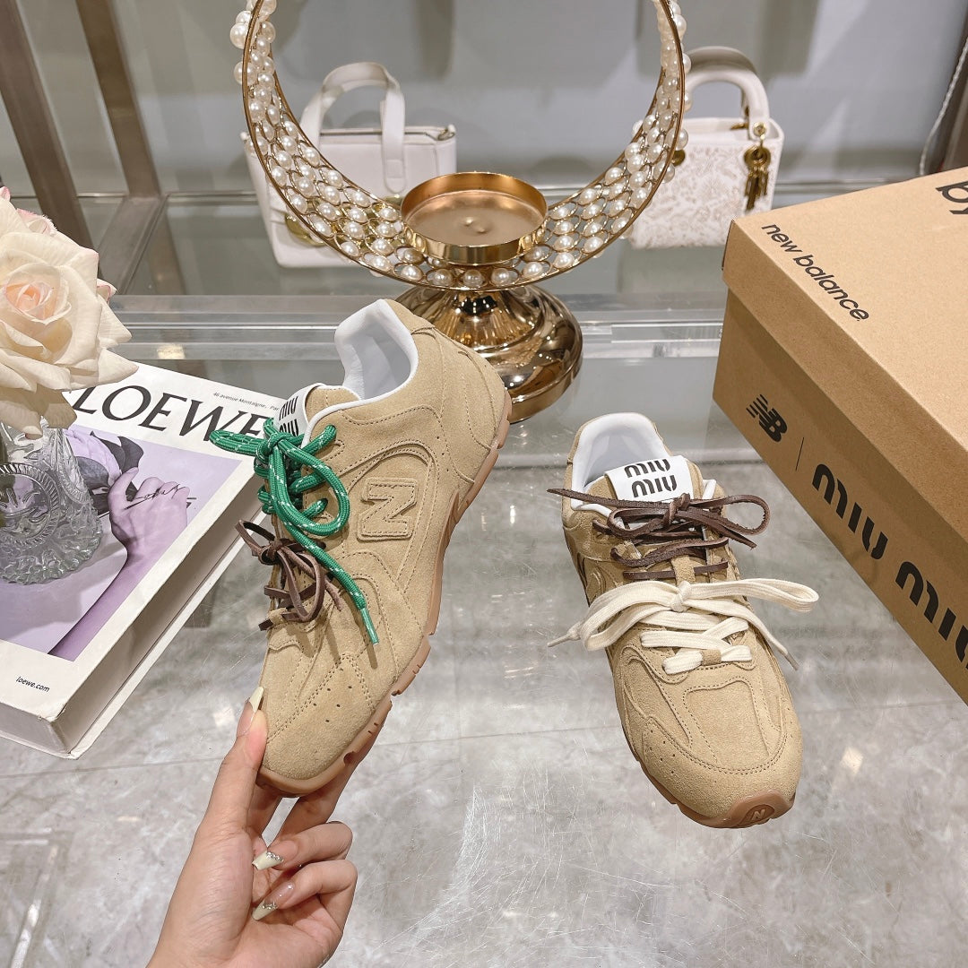 miu sneaker balance 530 light beige suede