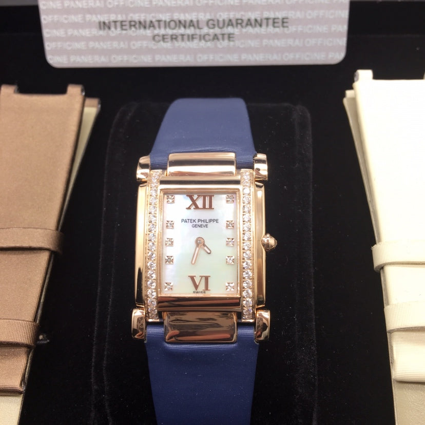 PATEK Twenty-Four 25mm Pink Gold Blue Strap