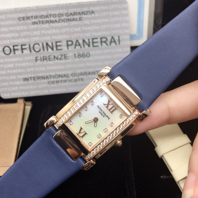 PATEK Twenty-Four 25mm Pink Gold Blue Strap