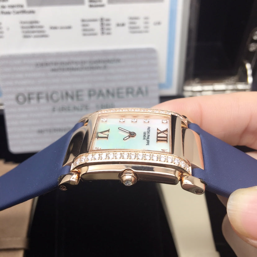 PATEK Twenty-Four 25mm Pink Gold Blue Strap