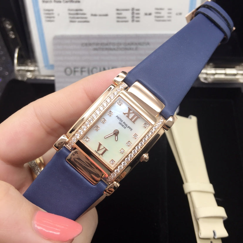 PATEK Twenty-Four 25mm Pink Gold Blue Strap
