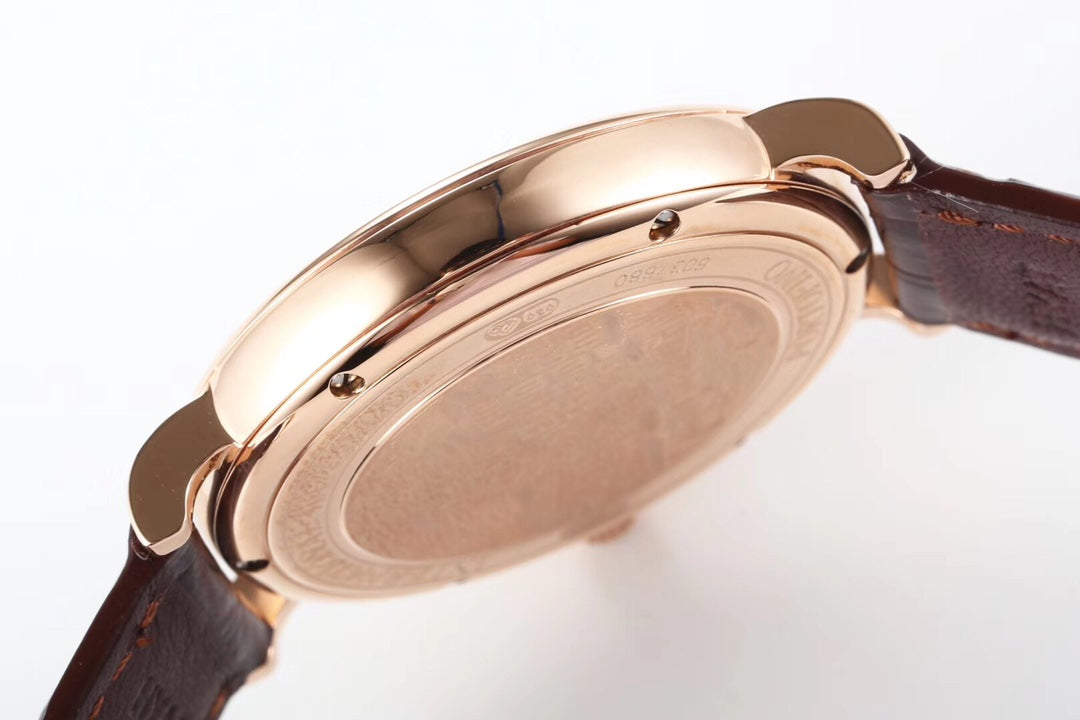 IWC Portofino 40mm White Dial Pink Gold Case Brown Crocodile Leather