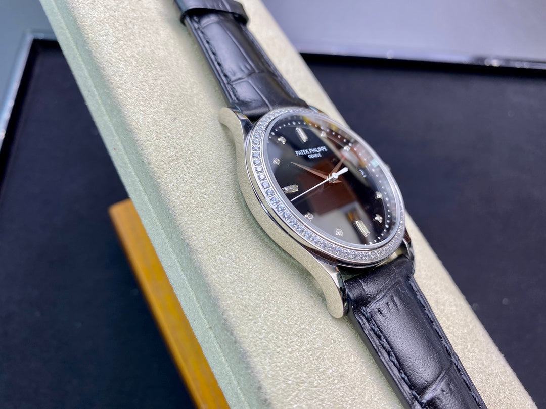 PATEK Calatrava 38mm Black Dial Leather