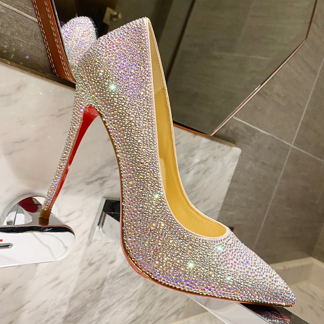 CL Kate Strass Degrade Pumps 100mm Suede Multicolor