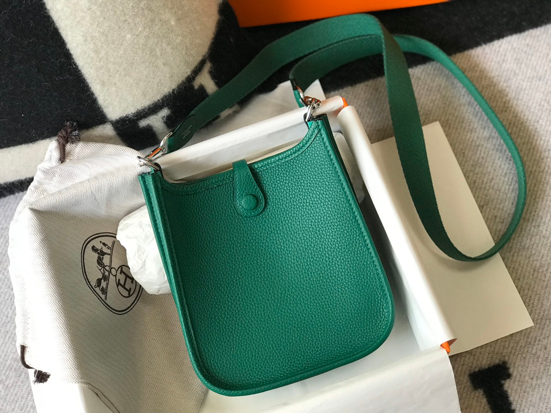 Mini Evelyne 18cm Dark Green Togo Silver Hardware
