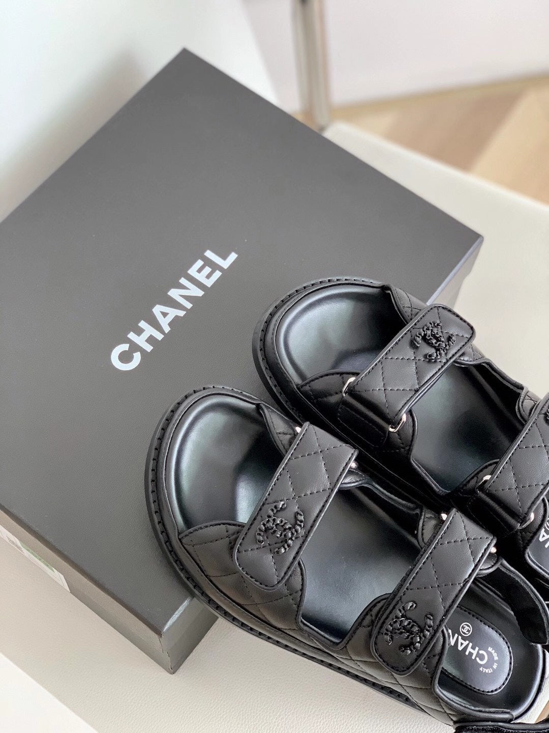 CC Dad Sandal All Black Calfskin