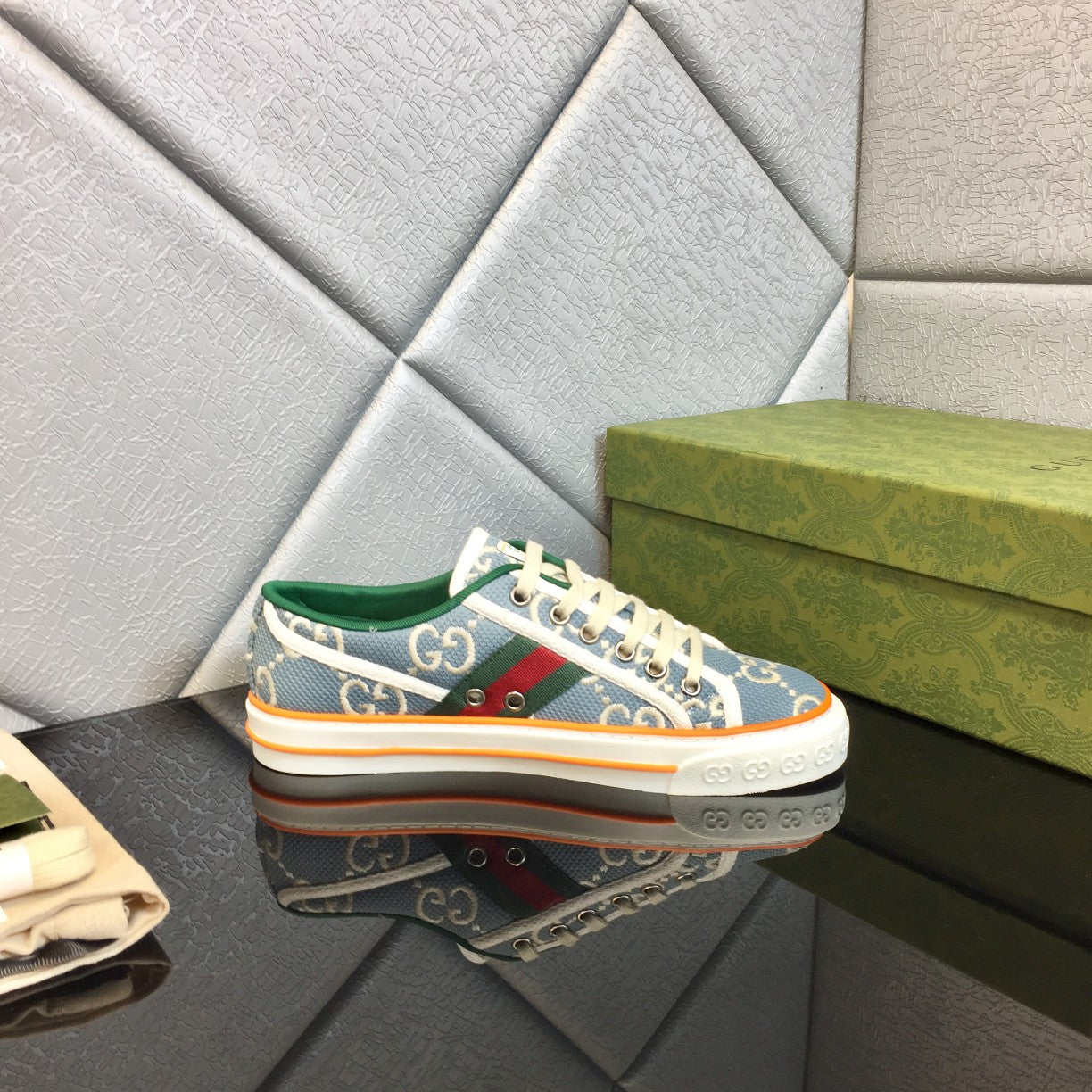 Gucci Tennis 1977 Low-top Sneaker Blue mix Colors Canvas Leather 653416