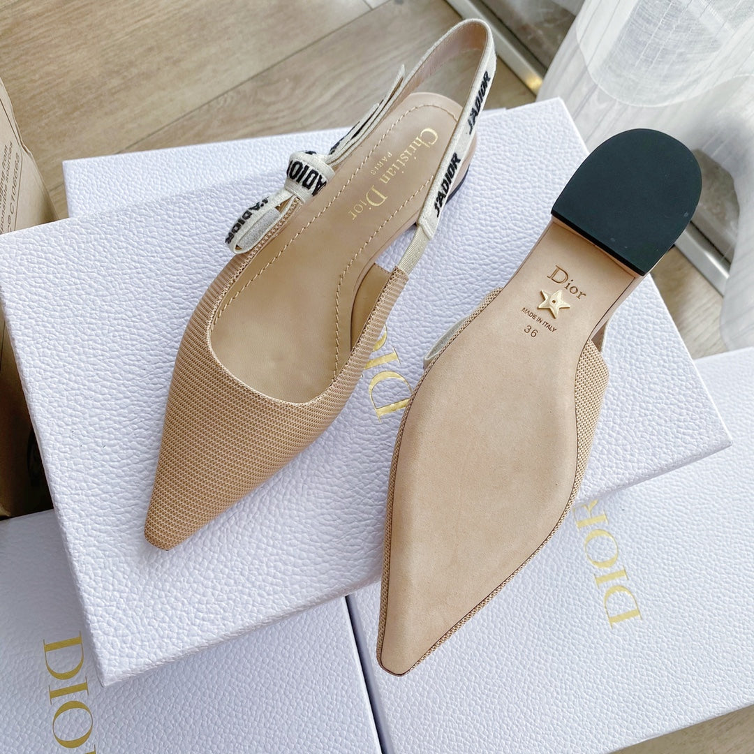 J'Adior Slingback Flat Nude Technical Fabric 330352
