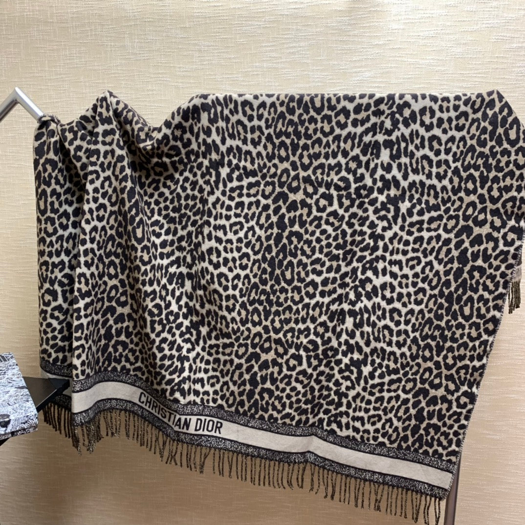 Dior 2026 Poncho Scarf 140cm Leopard Wool And Silk 198751