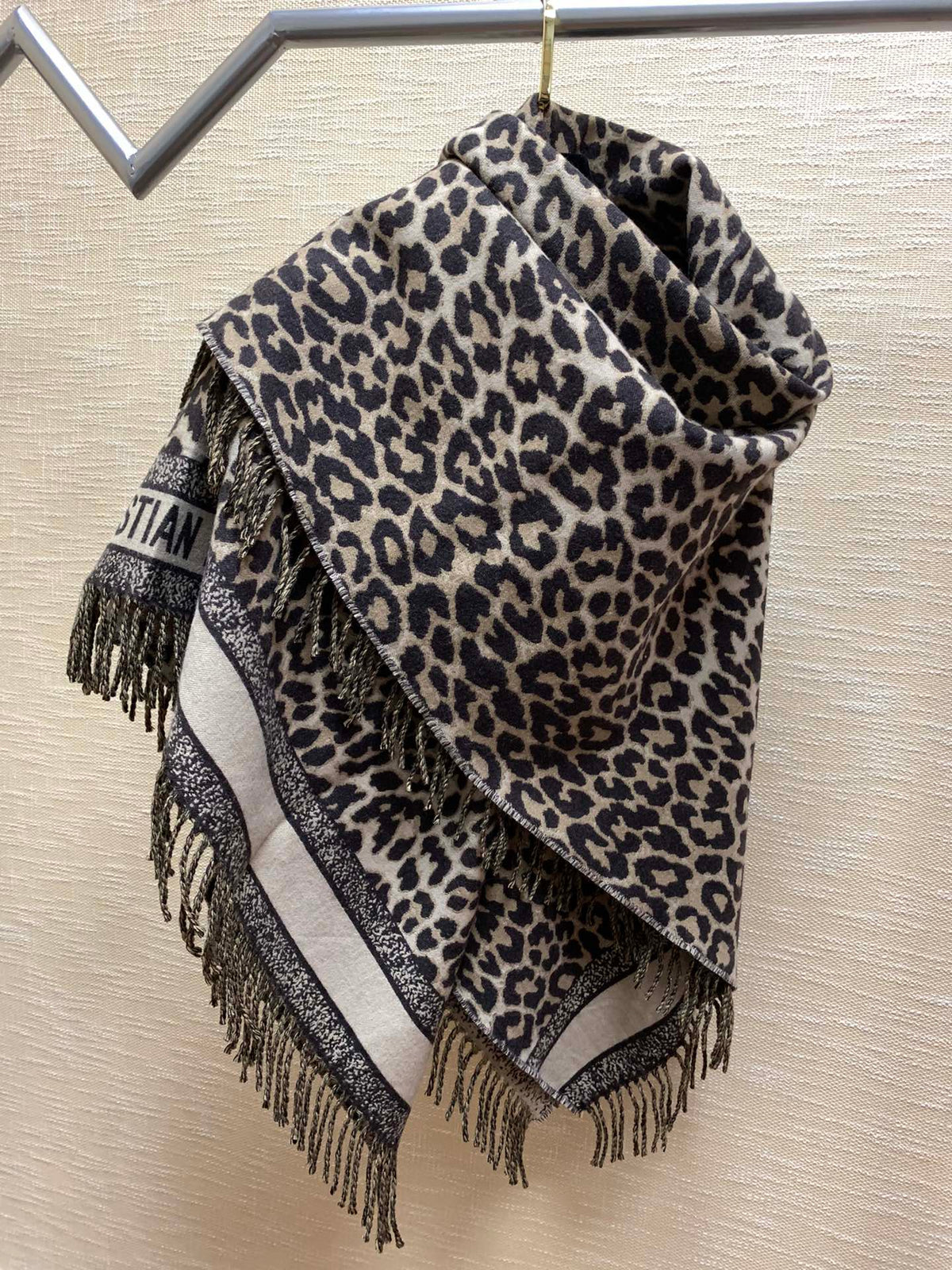 Dior 2026 Poncho Scarf 140cm Leopard Wool And Silk 198751
