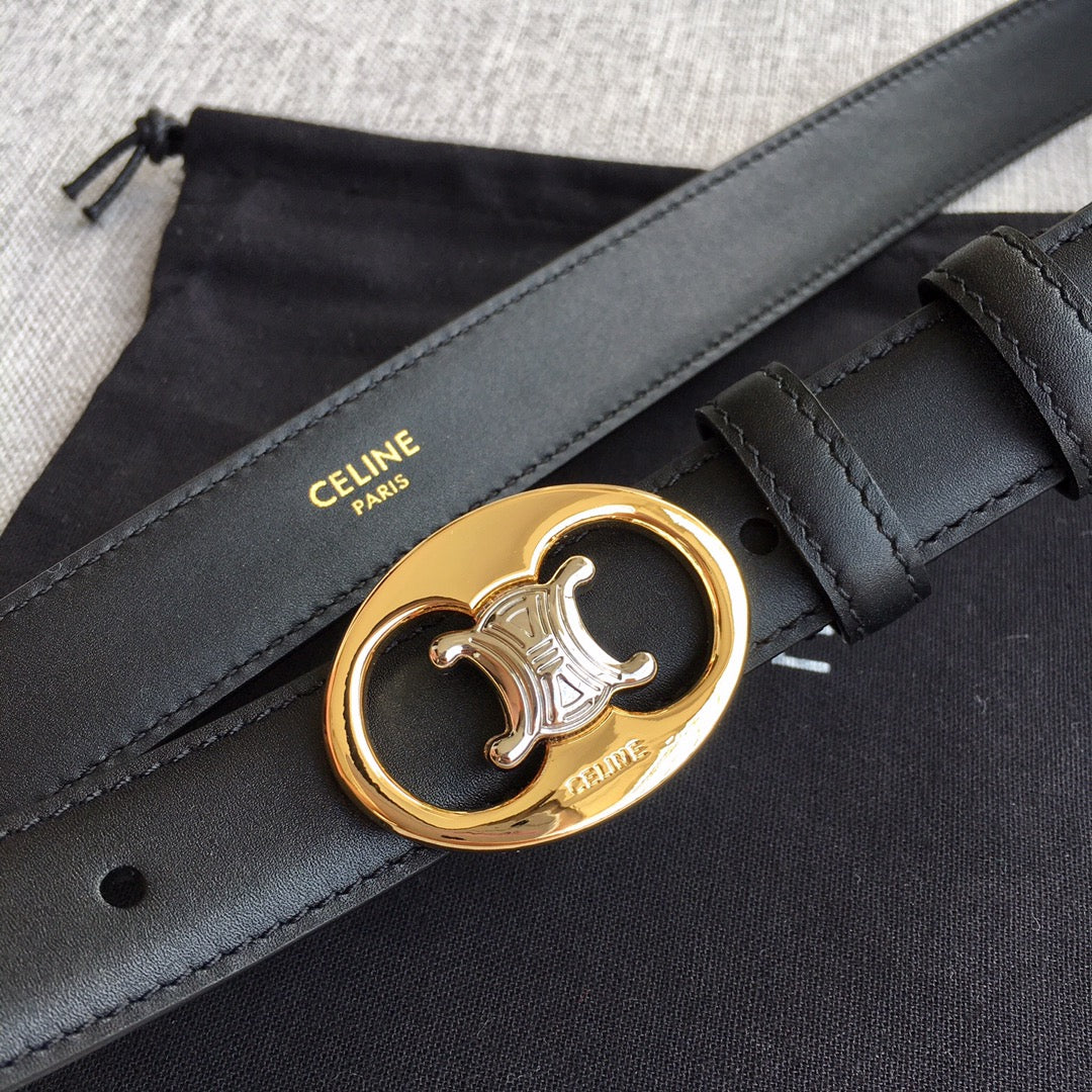 Celine 2026 Medium Triomphe Belt 25mm Leather