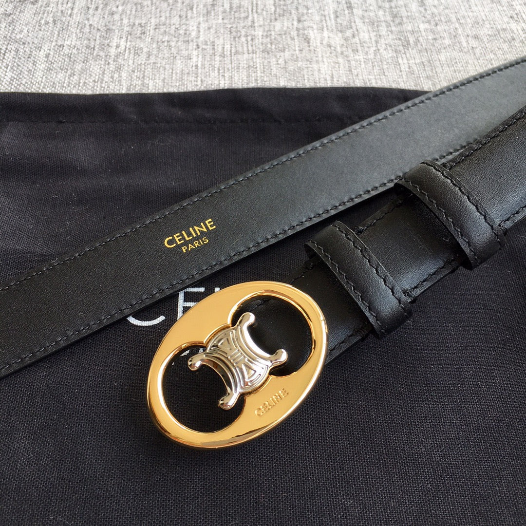 Celine 2026 Medium Triomphe Belt 25mm Leather