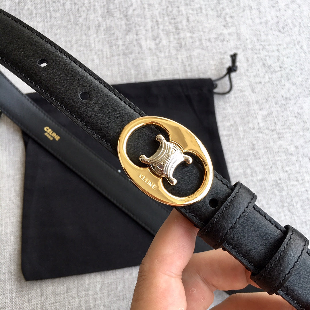 Celine 2026 Medium Triomphe Belt 25mm Leather
