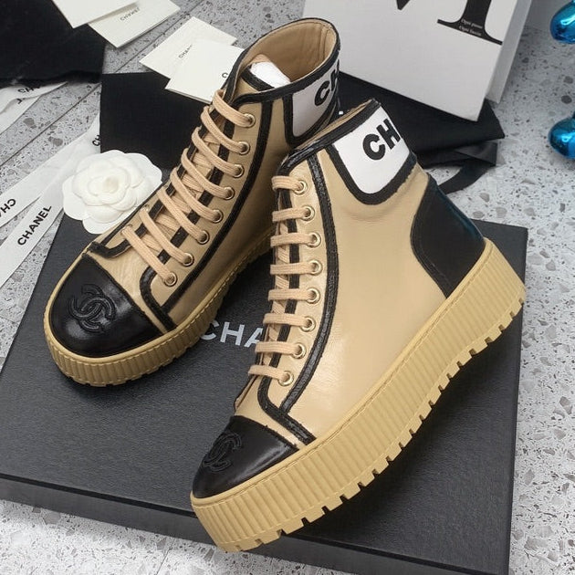 Chanel 2026 Shiny Lace Up Ankle Sneakers Leather 162211