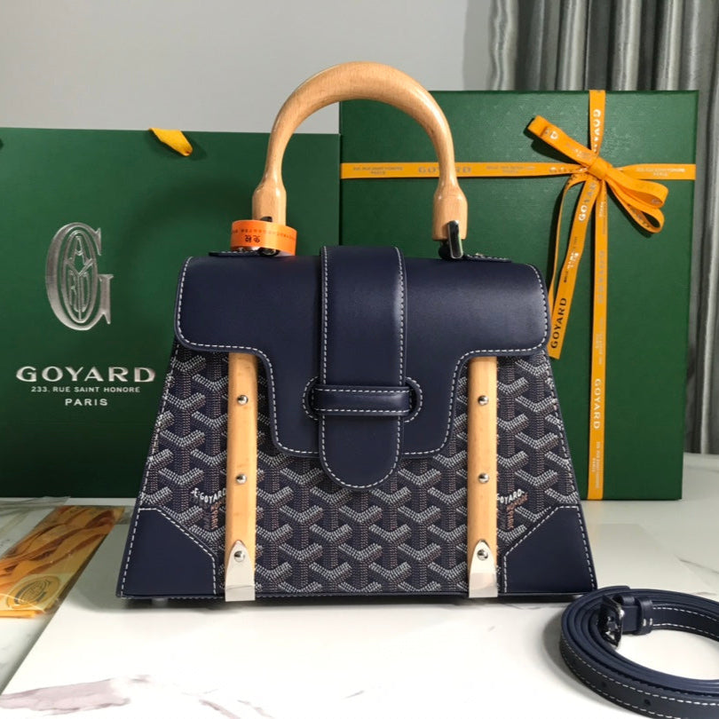 SAÃGON PM BAG 28 IN NAVY BLUE GOYARDINE CANVAS AND CALFSKIN