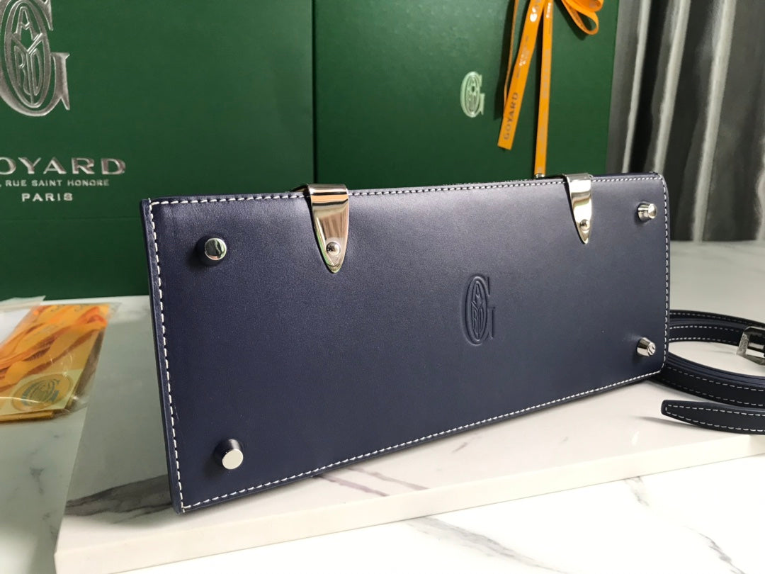 SAÃGON PM BAG 28 IN NAVY BLUE GOYARDINE CANVAS AND CALFSKIN