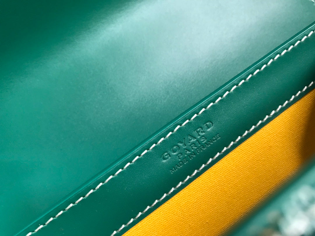 SAÃGON PM BAG 28 IN GREEN GOYARDINE CANVAS AND CALFSKIN