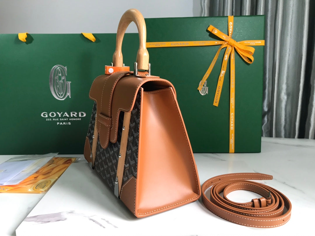 SAÃGON PM BAG 28 IN BROWN GOYARDINE CANVAS AND CALFSKIN
