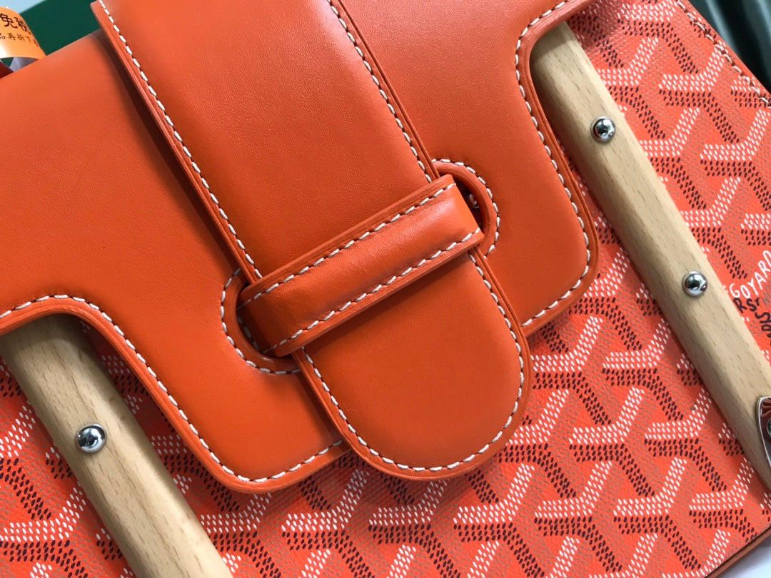 SAÃGON PM BAG 28 IN RED ORANGE GOYARDINE CANVAS AND CALFSKIN