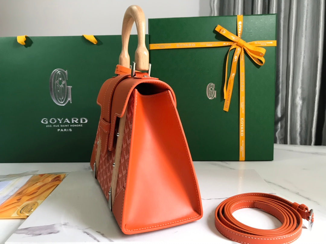 SAÃGON PM BAG 28 IN RED ORANGE GOYARDINE CANVAS AND CALFSKIN