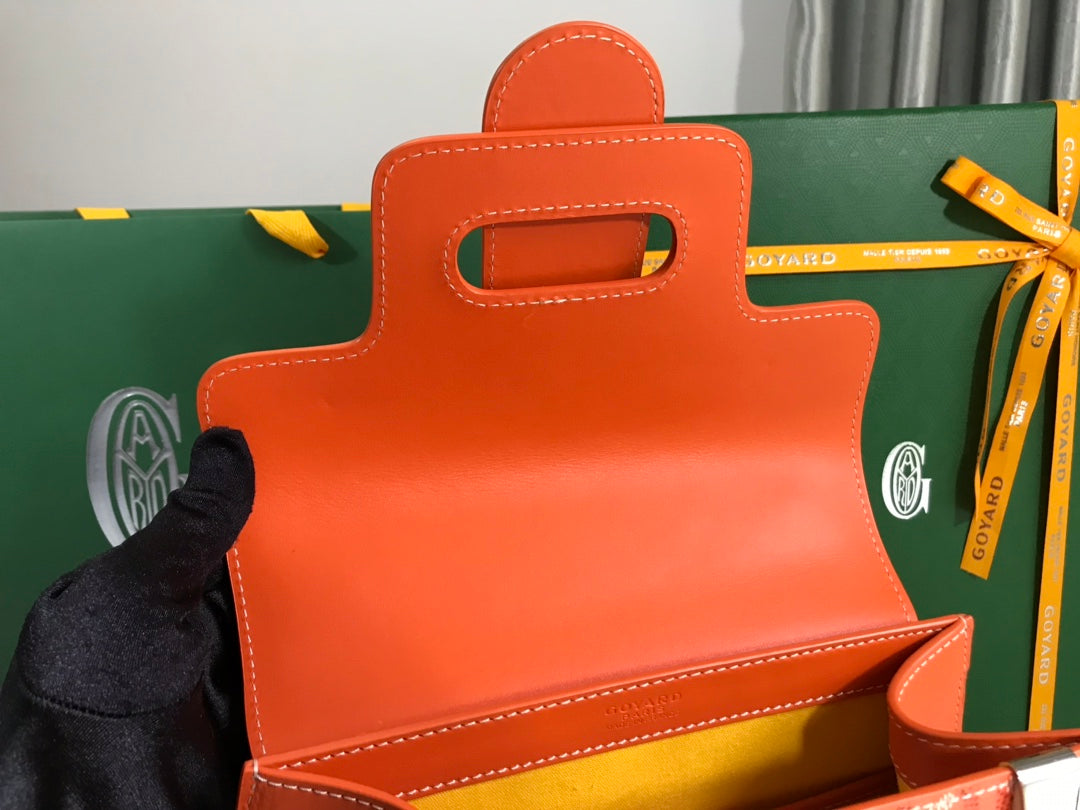 SAÃGON PM BAG 28 IN RED ORANGE GOYARDINE CANVAS AND CALFSKIN