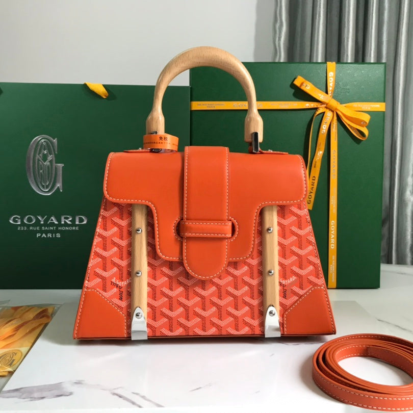 SAÃGON PM BAG 28 IN RED ORANGE GOYARDINE CANVAS AND CALFSKIN