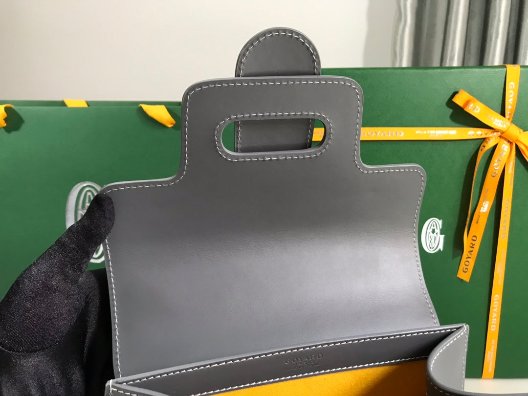 SAÃGON PM BAG 28 IN GREY GOYARDINE CANVAS AND CALFSKIN