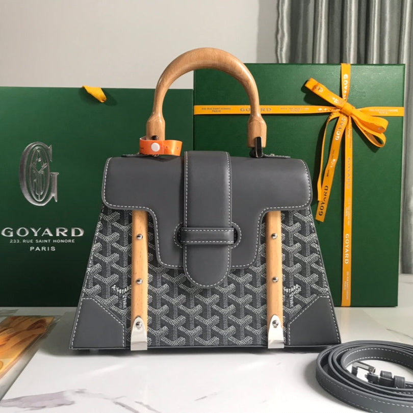 SAÃGON PM BAG 28 IN GREY GOYARDINE CANVAS AND CALFSKIN
