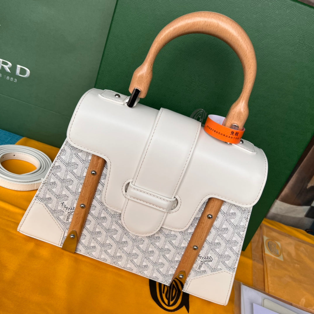 SAÃGON PM BAG 28 IN WHITE GOYARDINE CANVAS AND CALFSKIN