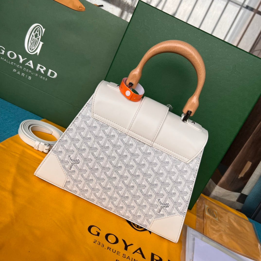 SAÃGON PM BAG 28 IN WHITE GOYARDINE CANVAS AND CALFSKIN